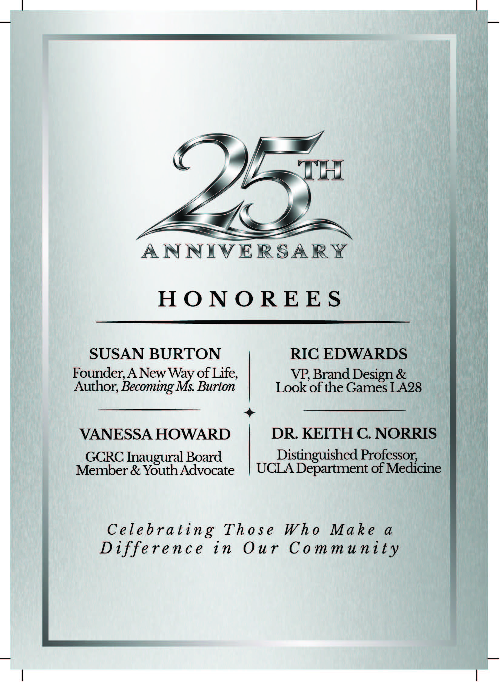 GCRCLA 25th Anniversary Honorees